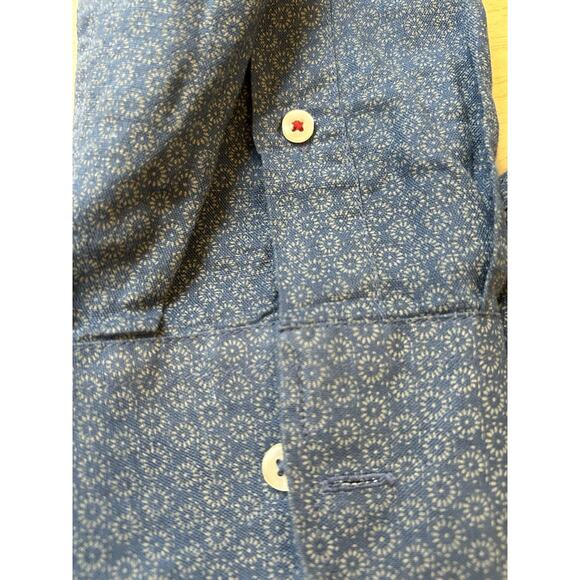 Mango Men's Linen Slim Fit Shirt Size XL Blue Floral Long Sleeve Button Down - Picture 5 of 9